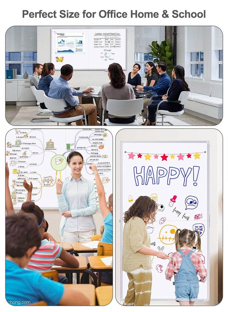 KidLe Dry Erase Boards Mobile Split Whiteboard - Double-Sided Magnetic Dry Erase Board, Space-Saving Design, Perfect for Team Brainstorming, Education, and Home Use