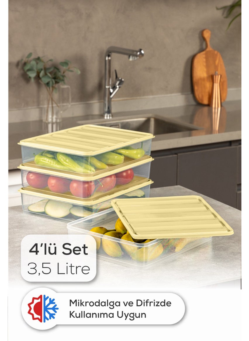 Set of 4 3.5 Liter Fridge Freezer Organizer Microwave and Freezer Suitable Storage Container Yellow - pzsku/Z1CE777EACDEADD053191Z/45/_/1724657002/9d72c2b2-6548-4d4c-91bd-1cd187f82c22