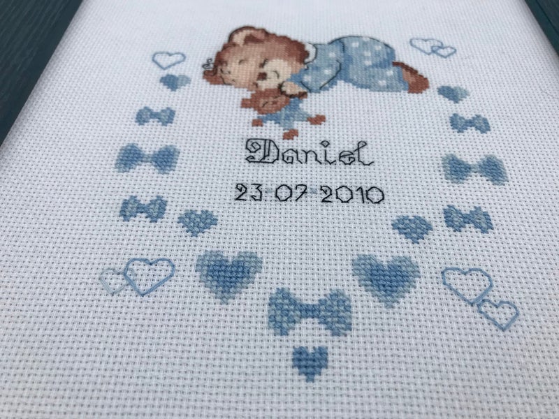 RIOLIS - Boys Birth Announcement 1124, Cross Stitch Kits 7"X9.5", for Beginners & Advanced, Counted Stitching Kit Adult, Embroidery Set - Image 2