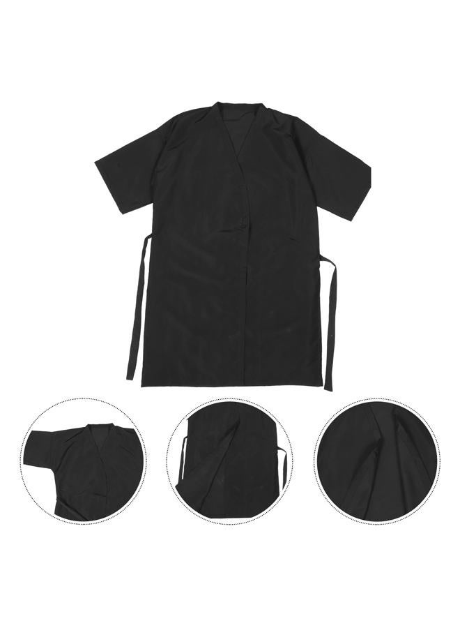 Lurrose Black Salon Client Gown Robes Cape Hair Smock Cape for Clients Kimono Style - Image 2