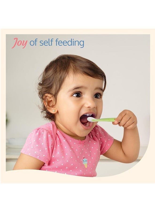 Luvlap Baby Feeding Spoon Set Of 2 With Ultra Supple 100% Silicone Tip,Bpa Free Material With Food Grade Silicone Tip,Self Feeding Utensil,Baby Weaning Spoon For Kids 4 Months+(Green&Pink),16 Cm - Image 2