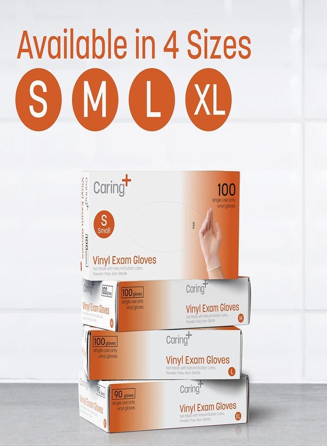 Caring Vinyl Exam Gloves (100ct), Powder Free and Not Made with Natural Rubber Latex, Gloves for Medical Use, First Aid, Food Prep and More, Large - Image 4