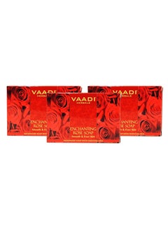 VAADI HERBALS Vaadi Herbals Red Rose Petal Bar Soap with Honey and Aloe Vera Extracts - Handmade Herbal Soap with 100% Pure Essential Oils - ALL Natural - Each 2.65 Oz - Pack of 3 (8 Oz) 