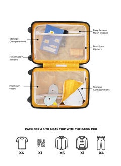 Mokobara MOKOBARA Polycarbonate The Cabin Pro Luggage 58Cms Cabin Size German Makrolon Poly-Carbonate Hardside 4 Spinner Wheels Suitcase Trolley (Crypto Sunray 2.0 - Yellow), Small  - Image 5