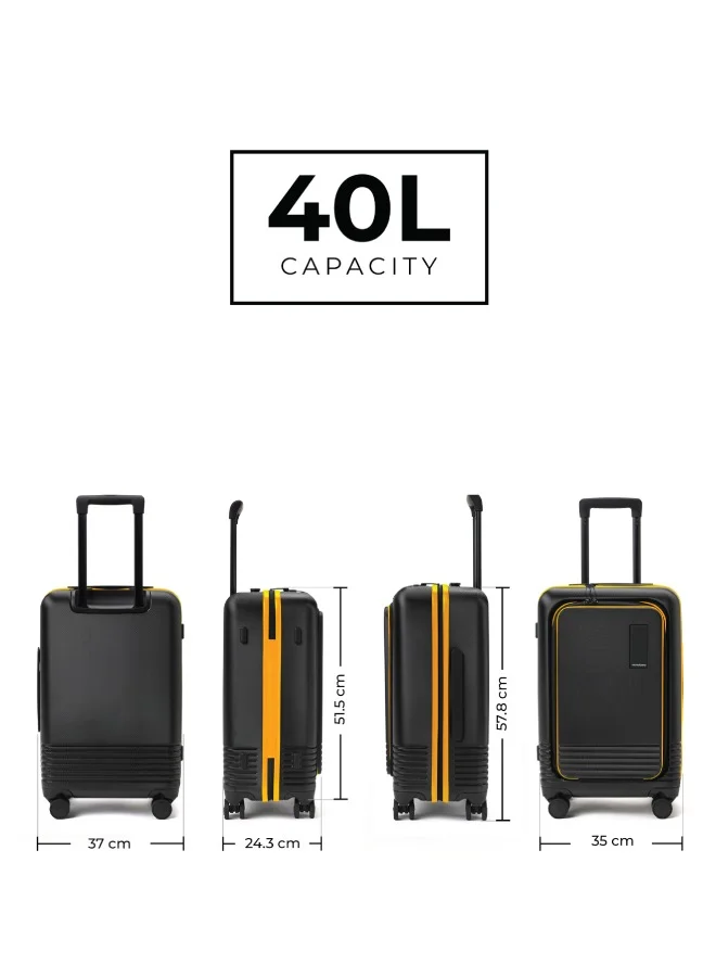Mokobara Polycarbonate The Cabin Pro Luggage 58Cms Cabin Size German Makrolon Poly-Carbonate Hardside 4 Spinner Wheels Suitcase Trolley (Crypto Sunray 2.0 - Yellow), Small