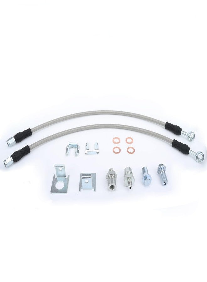 AC PERFORMANCE 7/16" Braided Stainless Steel Brake Hose Kit - Disc Brake Caliper Hoses Fit for GM Vehicles, Clear PVC Coated - Image 1