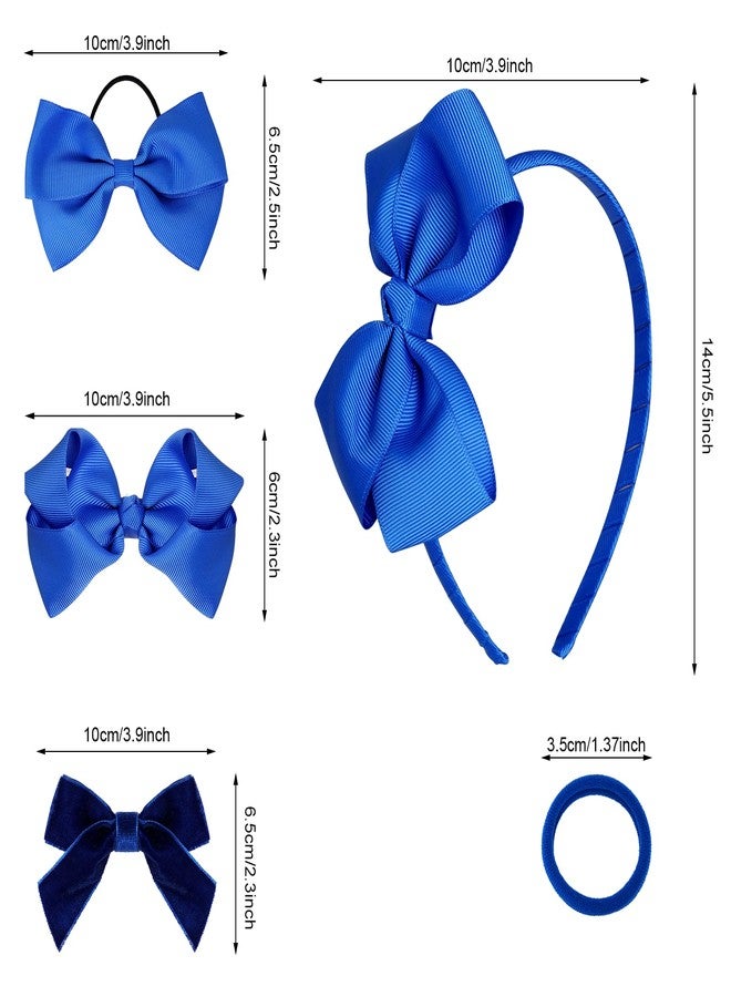 baotongle 15pcs Royal Blue School Hair Accessories Set Uniform Hair Bow Headband Clips Hair Ties Curly Bows for Little Toddler School Girls (Royal Blue) - Image 2
