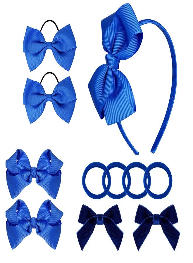 baotongle 15pcs Royal Blue School Hair Accessories Set Uniform Hair Bow Headband Clips Hair Ties Curly Bows for Little Toddler School Girls (Royal Blue) - Image 1