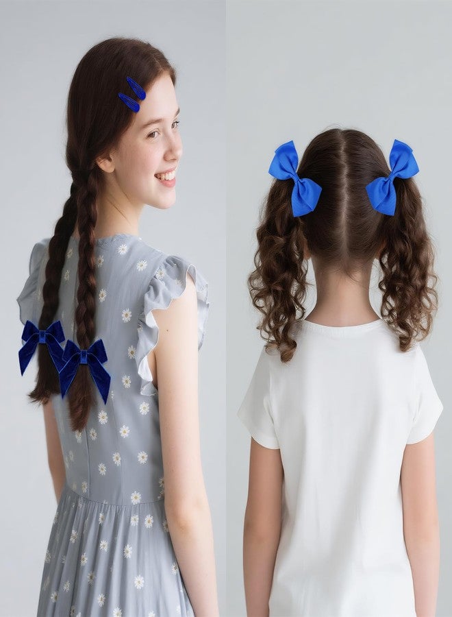 baotongle 15pcs Royal Blue School Hair Accessories Set Uniform Hair Bow Headband Clips Hair Ties Curly Bows for Little Toddler School Girls (Royal Blue) - Image 3