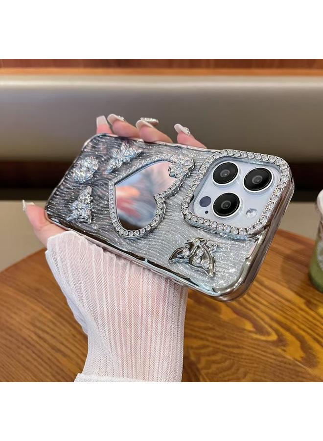 زبون جراب لهاتف iPhone 12 Pro Max، جراب هاتف لامع مرآوي على شكل قلب من الألماس - Image 1