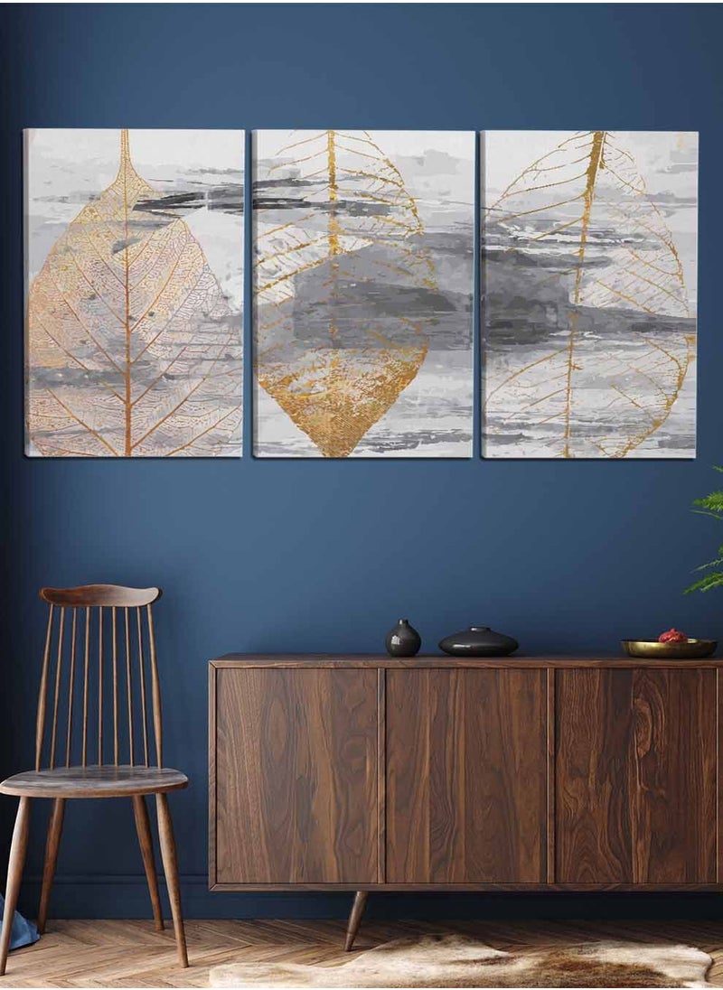 LOWHA Set Of 3 Framed Canvas Wall Arts Stretched Over Wooden Frame, Abstract Murals Artistic Paintings, For Home, Living Room, Office Decor  - Image 3