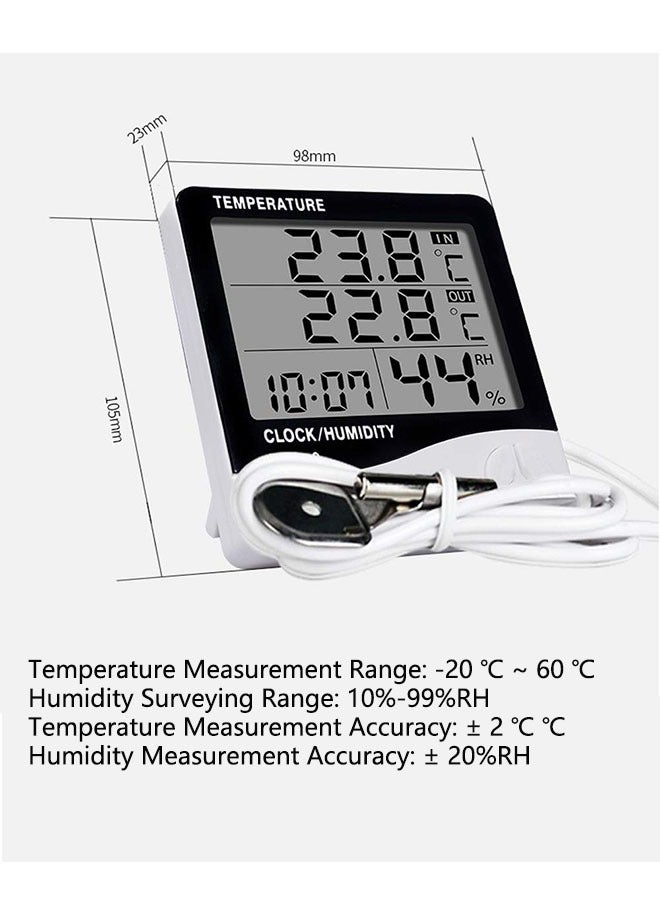 Indoor Outdoor Thermometer with Temperature Probe, Digital Hygrometer Temperature Humidity Monitor with Alarm Function, Thermometer Meter LCD Digital Display - Image 2