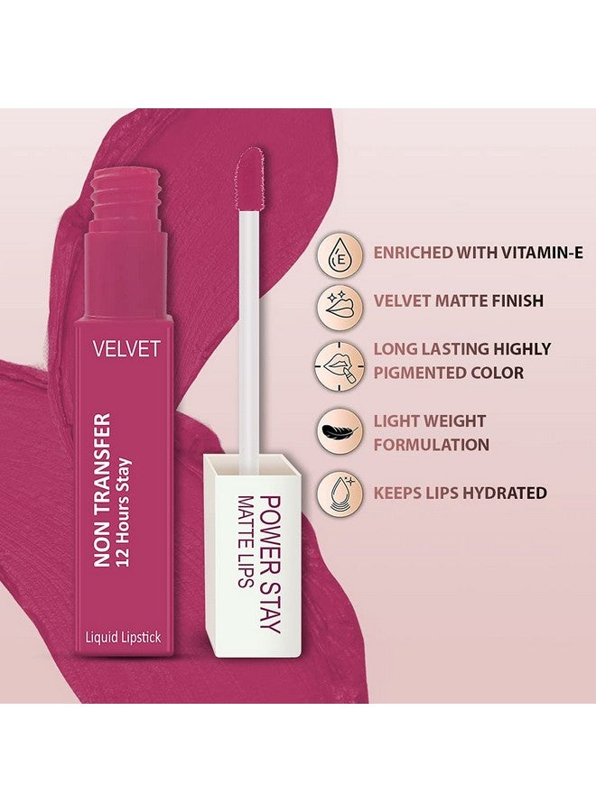 فور فور أحمر شفاه باور ستاي يدوم طويلاً غير لامع - مقاوم للماء (يدوم لمدة 12 ساعة)، وردي فوشيا (Ff_Power Stay10) - Image 4