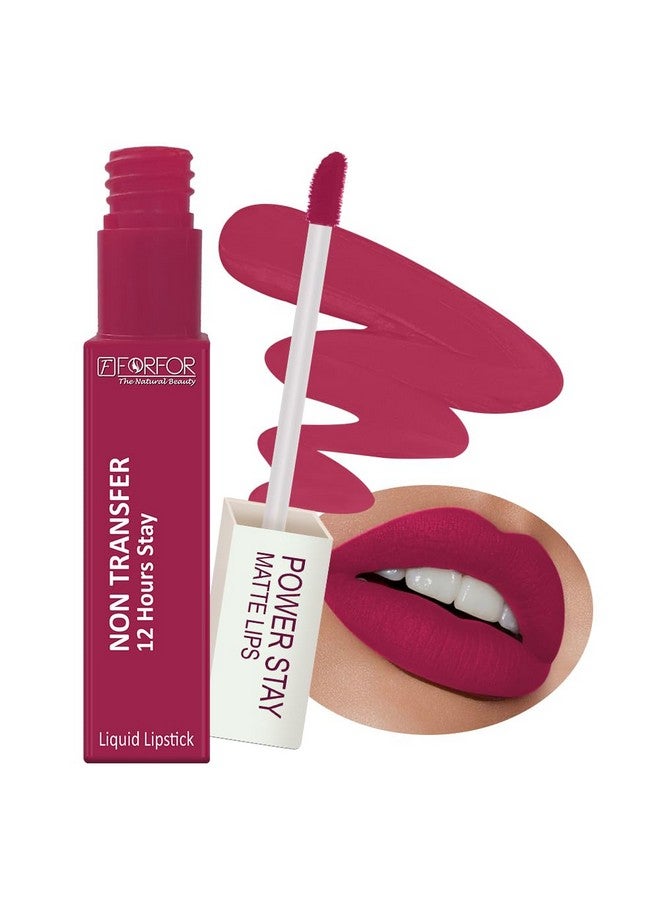 فور فور أحمر شفاه باور ستاي يدوم طويلاً غير لامع - مقاوم للماء (يدوم لمدة 12 ساعة)، وردي فوشيا (Ff_Power Stay10) - Image 2
