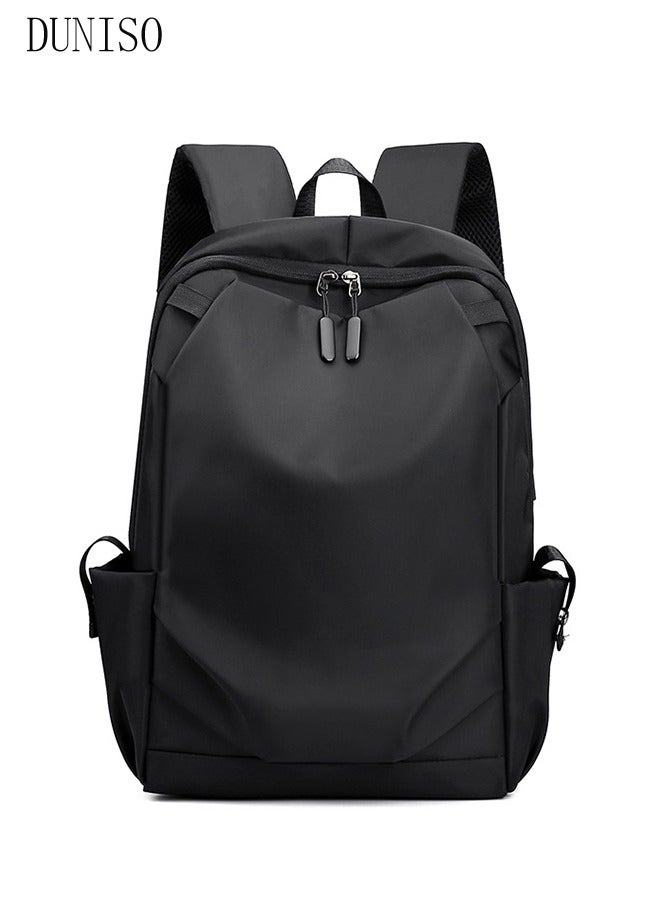 DUNISO Large Capacity Nylon Fabric Shoulders Bag,Waterproof Laptop Backpack With USB Charge Port And headphone Jack Suitable for 15.6-Inch Laptops For Travel,Business,Black - Image 1