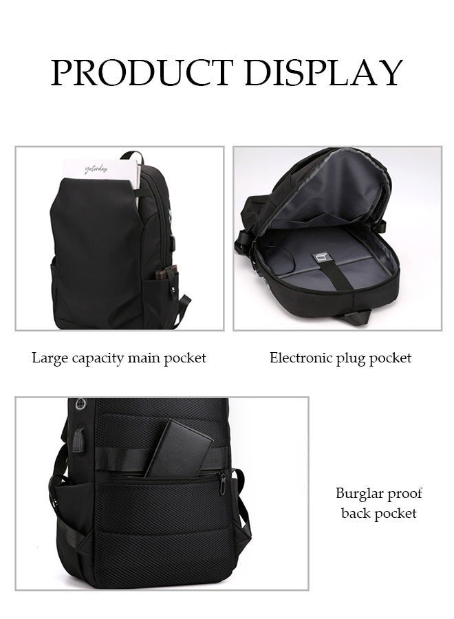 DUNISO Large Capacity Nylon Fabric Shoulders Bag,Waterproof Laptop Backpack With USB Charge Port And headphone Jack Suitable for 15.6-Inch Laptops For Travel,Business,Black - Image 5