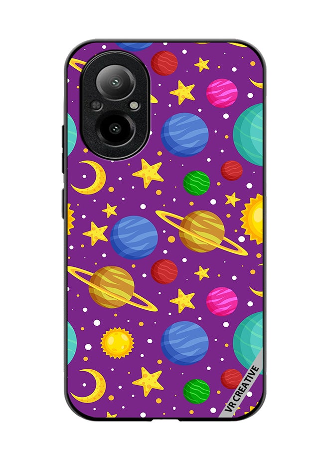 VR CREATIVE Protective Case Cover For Realme C67 4G Celestial Bodies Seamless Pattern Design Multicolour - Image 1