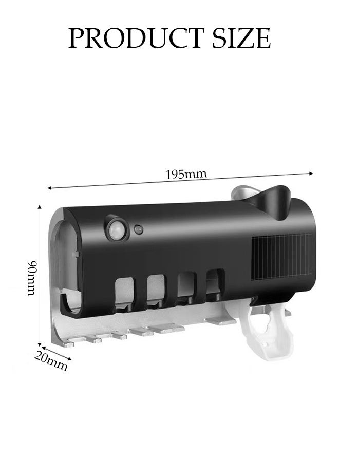 DUNISO UV Toothbrush Sterilizer， Wall Mounted Toothbrush Holder, Toothbrush Holder, Wireless Design, Bathroom Toothbrush Holder Wall Mounted UV Sterilizer，Black  - Image 2