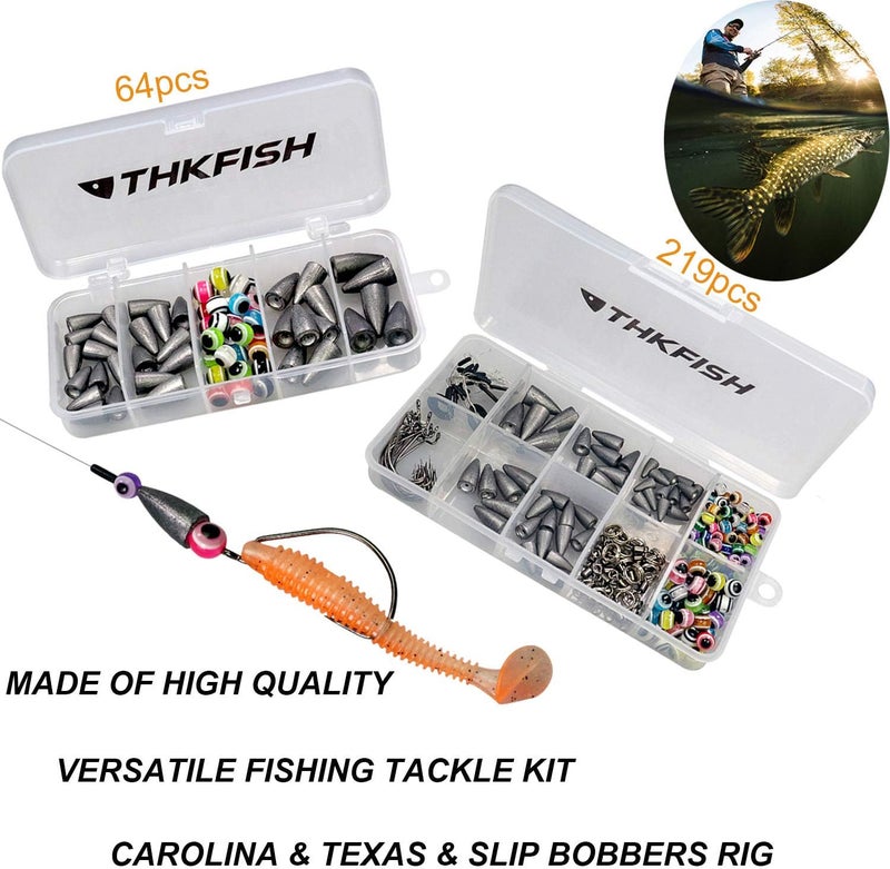 THKFISH Fishing Weights Sinkers Fishing Beads Bullet Sinkers Carolina Rig Texas Rig Kit Fishing Accessories Kit 64pcs/219pcs - Image 2