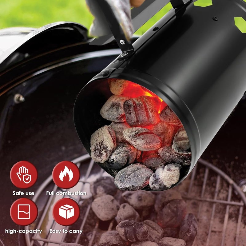 windforgecraft Charcoal Chimney Starter Chimney Starter for Charcoal Grills & Barbecues Rapid Barbecue Grill Fire Starter Briquette Starter Canister for Camping Picnic Outdoor Grilling & Cooking - Image 2