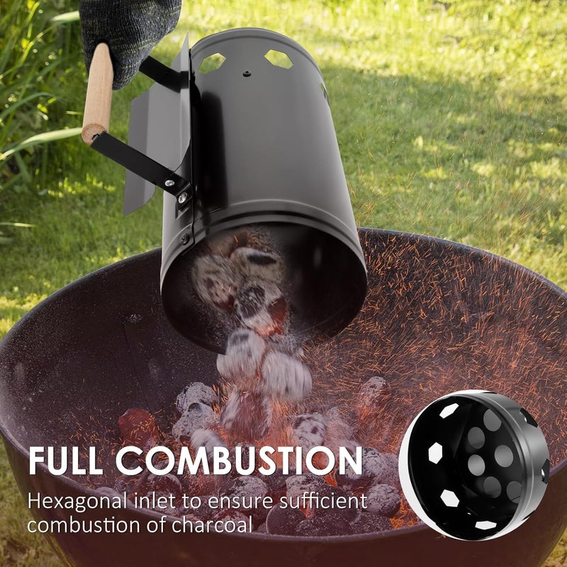 windforgecraft Charcoal Chimney Starter Chimney Starter for Charcoal Grills & Barbecues Rapid Barbecue Grill Fire Starter Briquette Starter Canister for Camping Picnic Outdoor Grilling & Cooking - Image 4