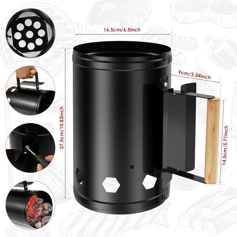 windforgecraft Charcoal Chimney Starter Chimney Starter for Charcoal Grills & Barbecues Rapid Barbecue Grill Fire Starter Briquette Starter Canister for Camping Picnic Outdoor Grilling & Cooking - Image 3