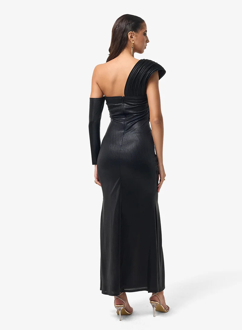 ثريدز باي اجوني One Shoulder Side Slit Maxi Dress