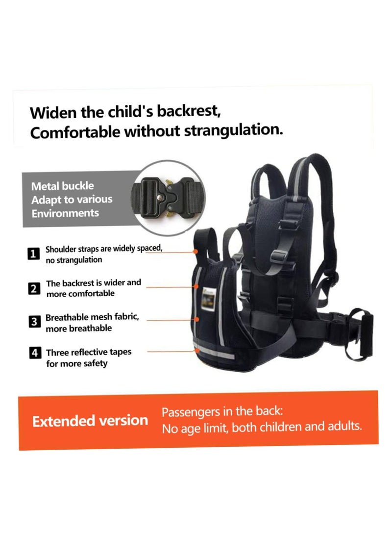 SOLARAE Child Safety Harness for Motorcycle, Motorcycle Harness Adjustable, Kid Motorcycle Safety Belt, with Reflective Strap Safety Seat Belt for Kids Age 2-12 Years, Breathable, Prevent Falling, Black - Image 2