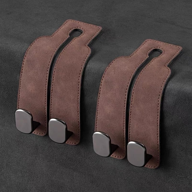 ColisPar Car Headrest Hooks for Purses and Bags, Double Flexible Leather Hooks Car Accessories Interior for Women Men, 2 in 1 Back Seat Hook Car Organizer and Storage Car Essentials Organization Car Must Haves - Image 1