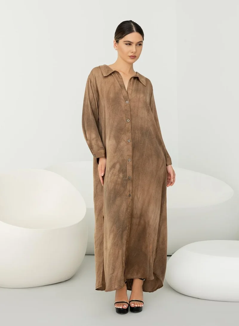 ELVA Long silk dress Fringe