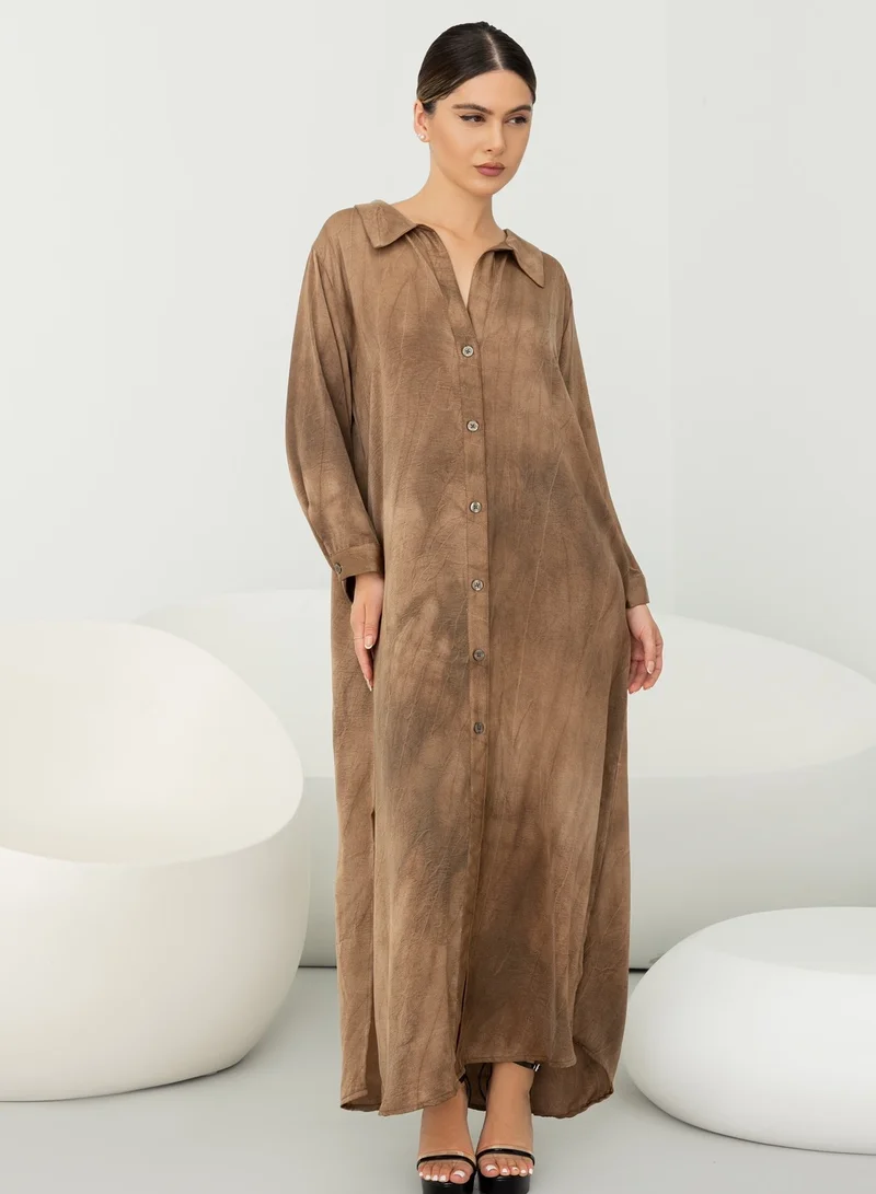 ELVA Long silk dress Fringe