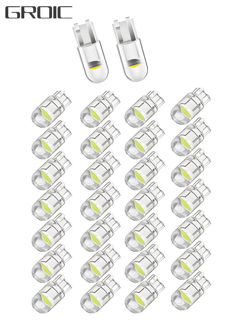 GROIC LED Bulbs 6000K White, 6000K 68 2825 W5W T10 Wedge COB LED Replacement Bulbs, Super Brightness, for License Plate Lights, Car Position Lamps, Map Light (white, 30pcs)  - Image 1