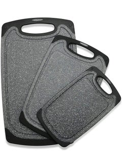 Arabest Kitchen Cutting Boards, Set of 3 Plastic Cutting Boards with Non-Slip Feet, Juice Slot, Easy Grip Handle, BPA Free, Non-Porous, Dishwasher Safe, Assorted Sizes (Black, Grinding Function)  - Image 1