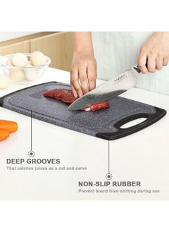 Arabest Kitchen Cutting Boards, Set of 3 Plastic Cutting Boards with Non-Slip Feet, Juice Slot, Easy Grip Handle, BPA Free, Non-Porous, Dishwasher Safe, Assorted Sizes (Black, Grinding Function)  - Image 2