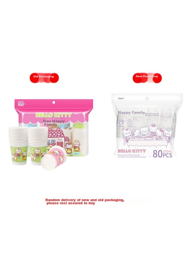 Yekee o Kitty Disposable Thick Paper Cups, For Home And Office Use, 250ml, 80 Count, Y-9560 - Image 1