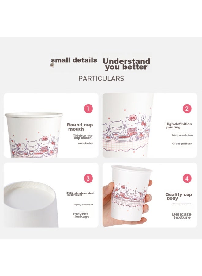 Yekee o Kitty Disposable Thick Paper Cups, For Home And Office Use, 250ml, 80 Count, Y-9560 - Image 4