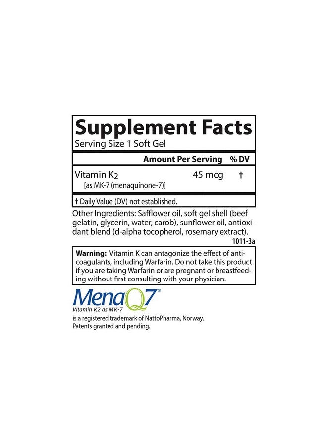 Carlson Labs Vitamin K2-7 45 MCG Mineral Supplement Softgels, 90 Count - Image 4