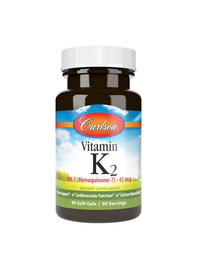 Carlson Labs Vitamin K2-7 45 MCG Mineral Supplement Softgels, 90 Count - Image 1