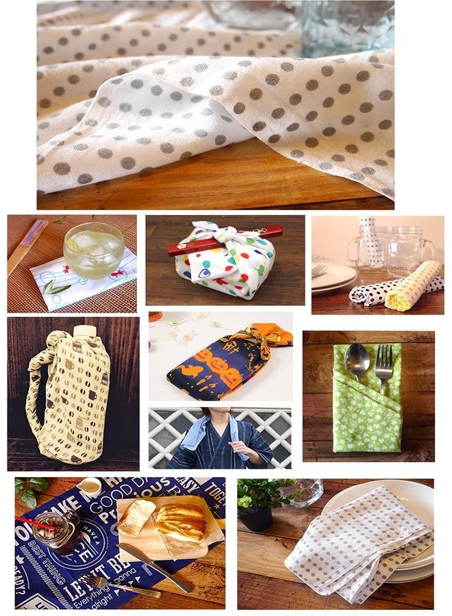 KOMESICHI irodori Japanese Traditional Towel Tenugui Navy Dot 12.99 x 34.64 in with Tenugui Iroha (English Manual) - Image 5