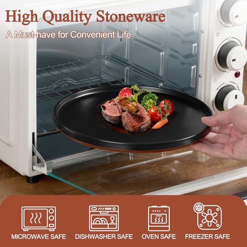 LIANYU Plates and Bowls Sets, 18 Pieces Stoneware Dinnerware Set for 6, Modern Kitchen Dinner Set Ceramic Dishware Dishes Set, Microwave and Dishwasher Safe, Charcoal Black - Image 4
