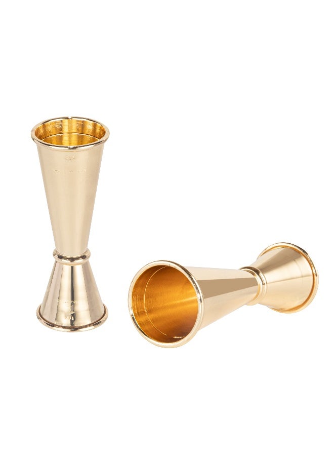 Restaurantware Japanese Style Double-Sided Cocktail Jigger - 1-OZ and 2-OZ: Perfect for Bars or Home Use - Gold-Plated Stainless Steel - 18/8 Stainless Steel - Commercial Grade - 1-CT - Image 1