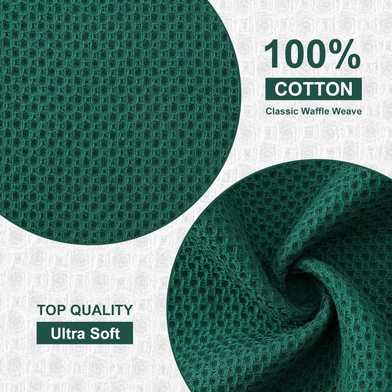 Kitinjoy 100% Cotton Kitchen Dish Cloths  6 Pack Waffle Weave Ultra Soft Absorbent Dish Towels for Drying Dishes Quick Drying Kitchen Towels Dish Rags  12 X 12 Inches  Dark Green - Image 2