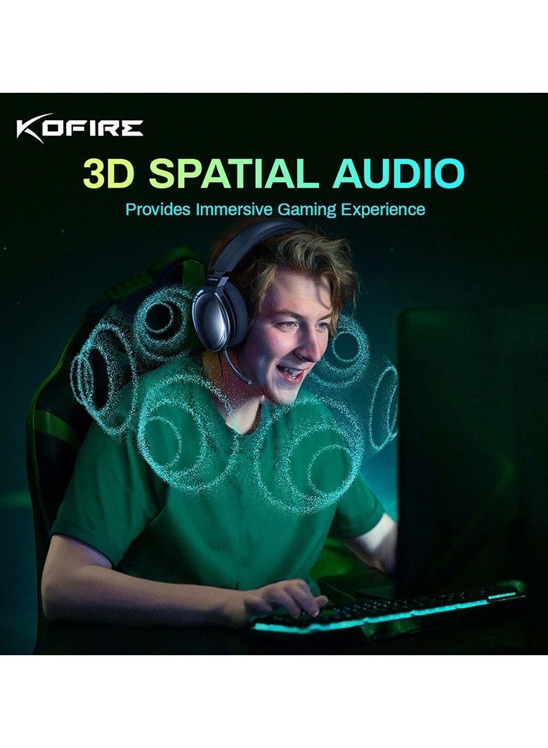 Kofire UG-06 Low Latency Gaming Headset 2.4G Bluetooth Wireless Headphones with Mic RGB Gradient Light Wired for PC PS5 Switch - Image 2