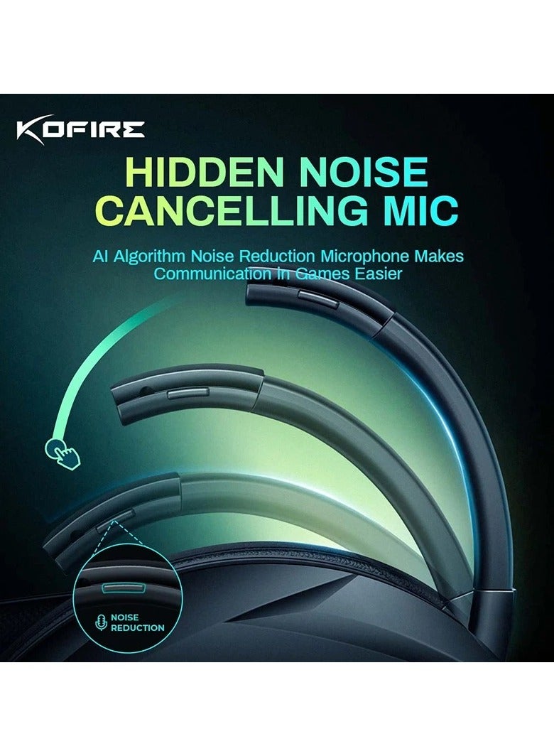 Kofire UG-06 Low Latency Gaming Headset 2.4G Bluetooth Wireless Headphones with Mic RGB Gradient Light Wired for PC PS5 Switch - Image 4