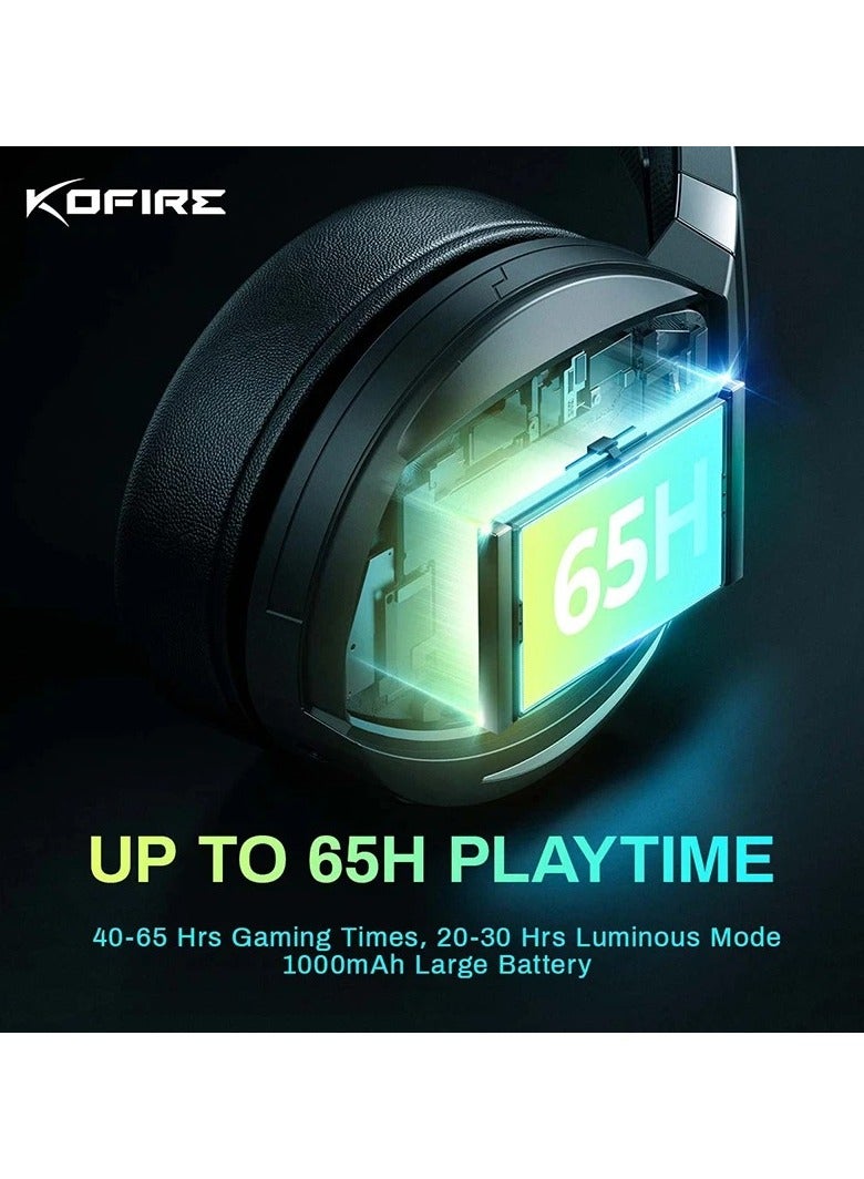 Kofire UG-06 Low Latency Gaming Headset 2.4G Bluetooth Wireless Headphones with Mic RGB Gradient Light Wired for PC PS5 Switch - Image 5