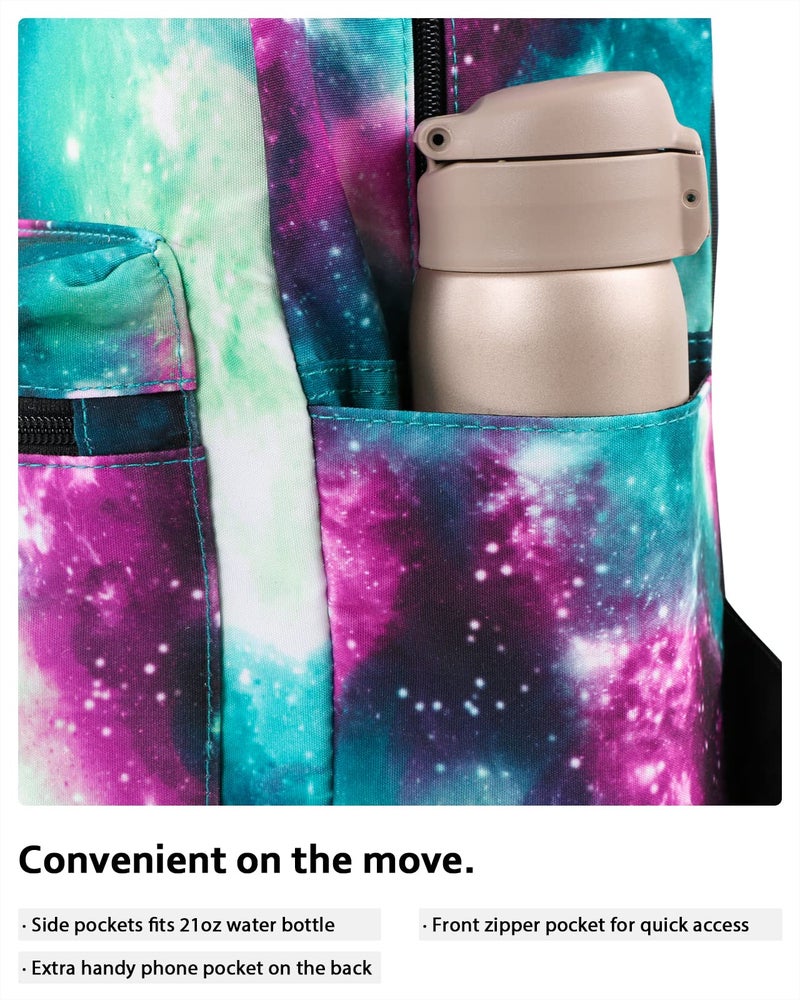 HotStyle TRENDYMAX Galaxy Backpack Bookbag for Elementary & Middle School Girls, Boys & Kids, Teal Green - Image 5