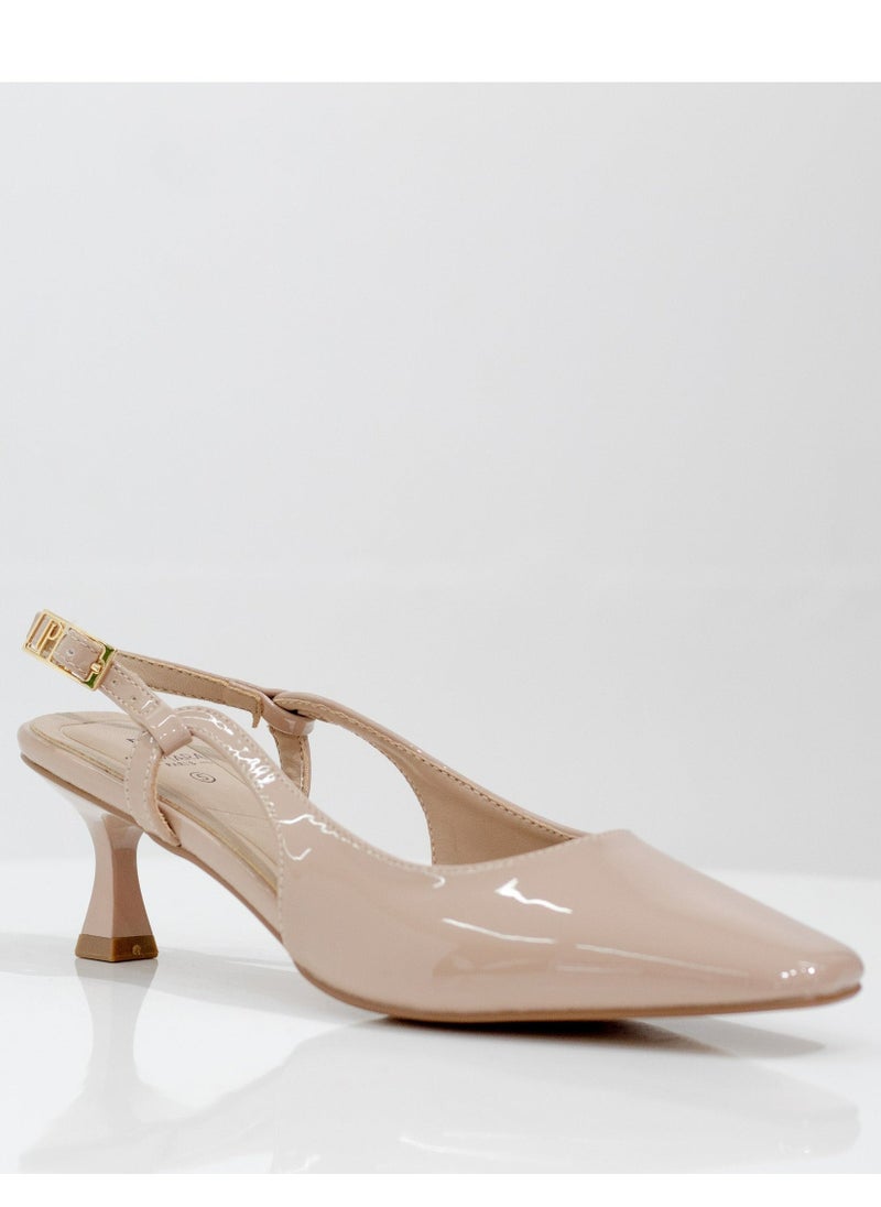 LAMARAPARIS Gabbi open waist pat 5.5cm heel sling back nude  - Image 1