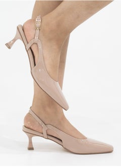 LAMARAPARIS Gabbi open waist pat 5.5cm heel sling back nude  - Image 2