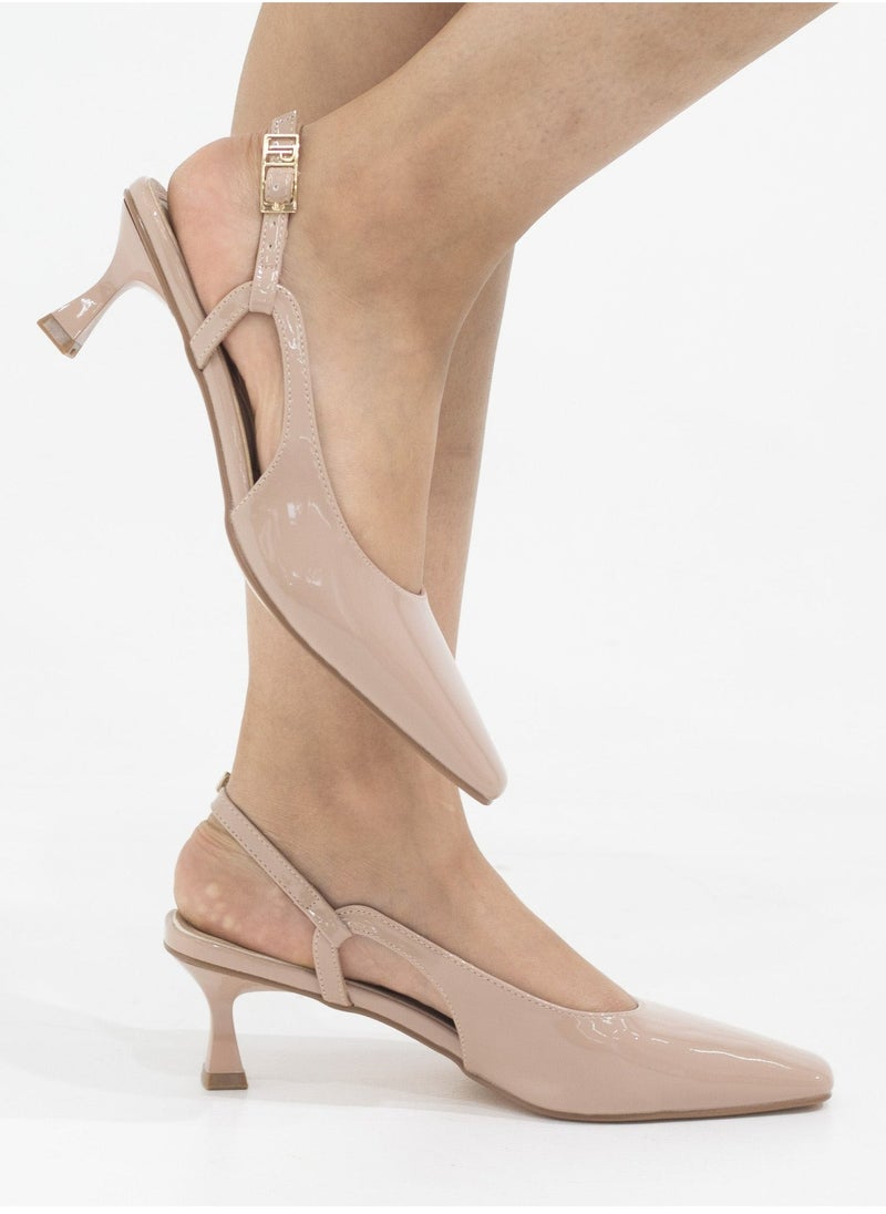 LAMARAPARIS Gabbi open waist pat 5.5cm heel sling back nude  - Image 2
