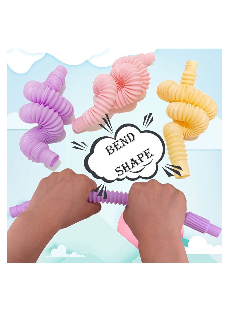 SYOSI 12 PCS Mini Pop Tubes Sensory Stretch Tubes Colorful Party Favor Pop Tubes Fidget Toy with Funny Pop Sound for Toddler Babies Kids Autism Teenagers Special Needs Reduce Anxiety and Stress - Image 4